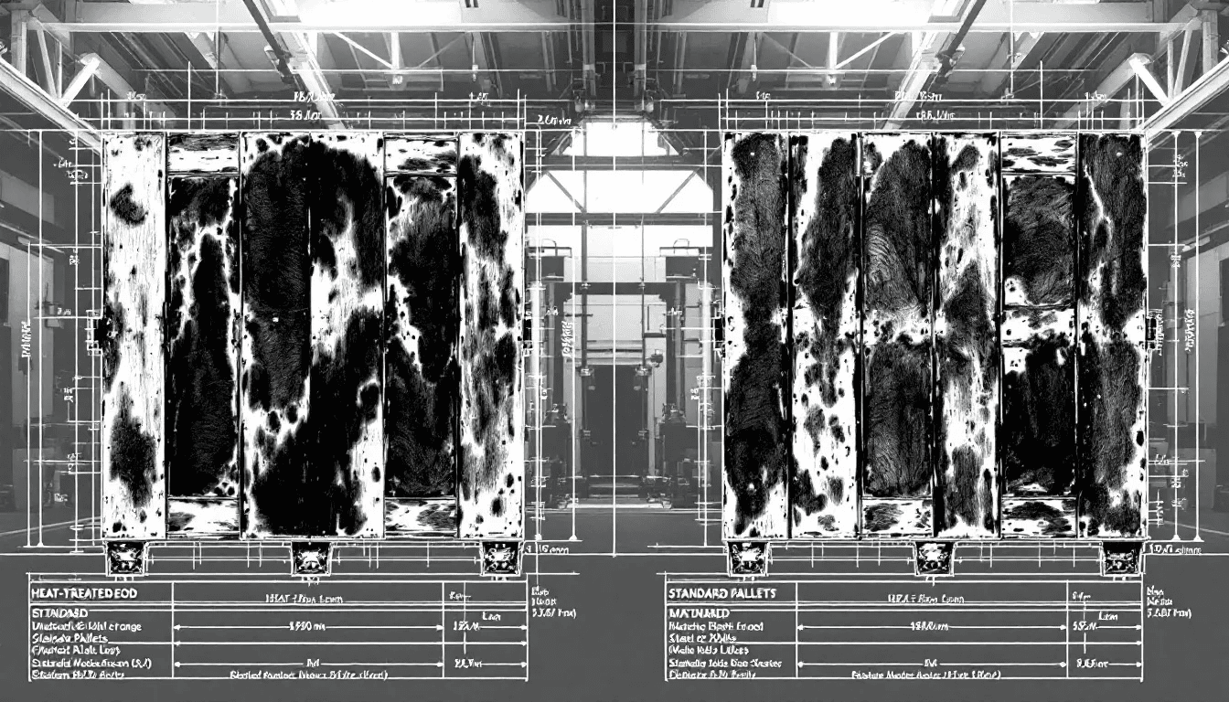 A comparison of heat treated pallets and standard wooden pallets.