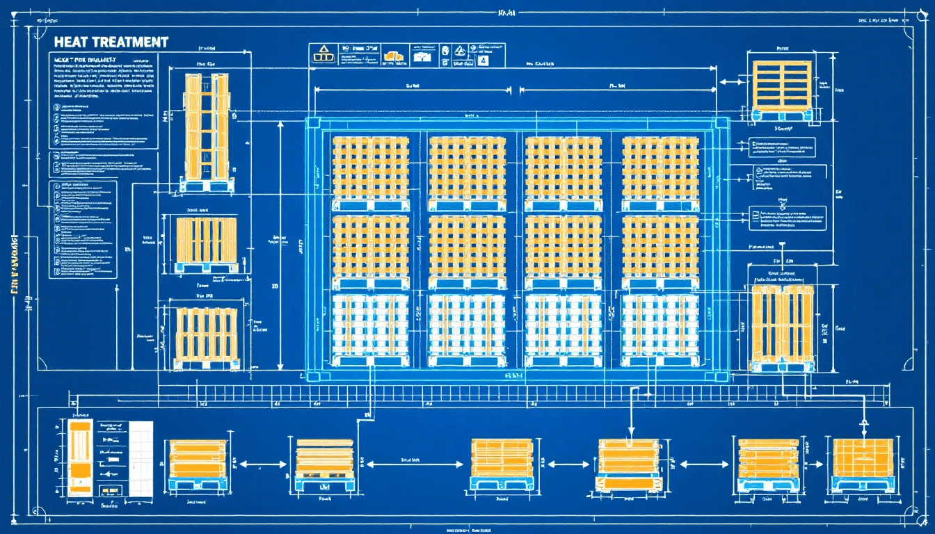 A shipping container filled with heat treated pallets ready for international shipping.